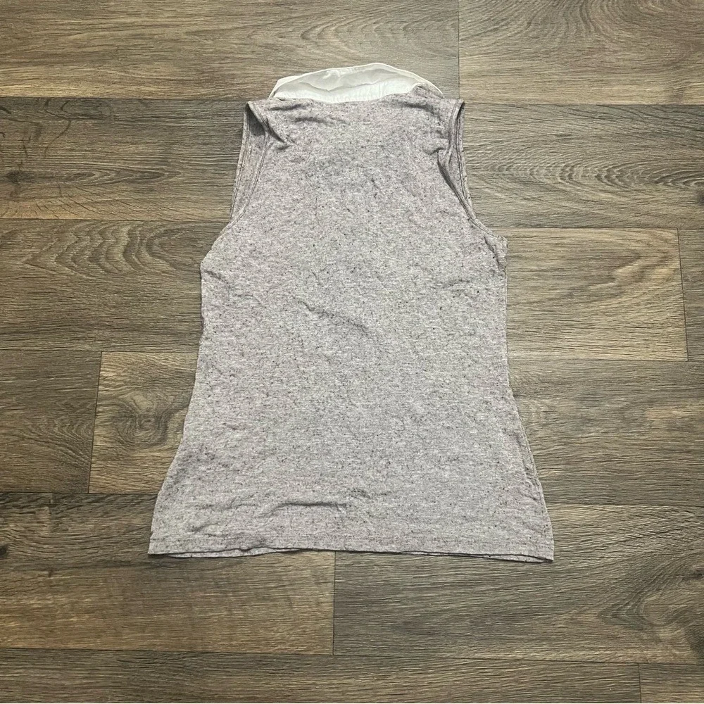 Anne Fontaine Sleeveless Collared Blouse Size 8 Size 40 Wool Blend Brown White - Picture 6 of 9